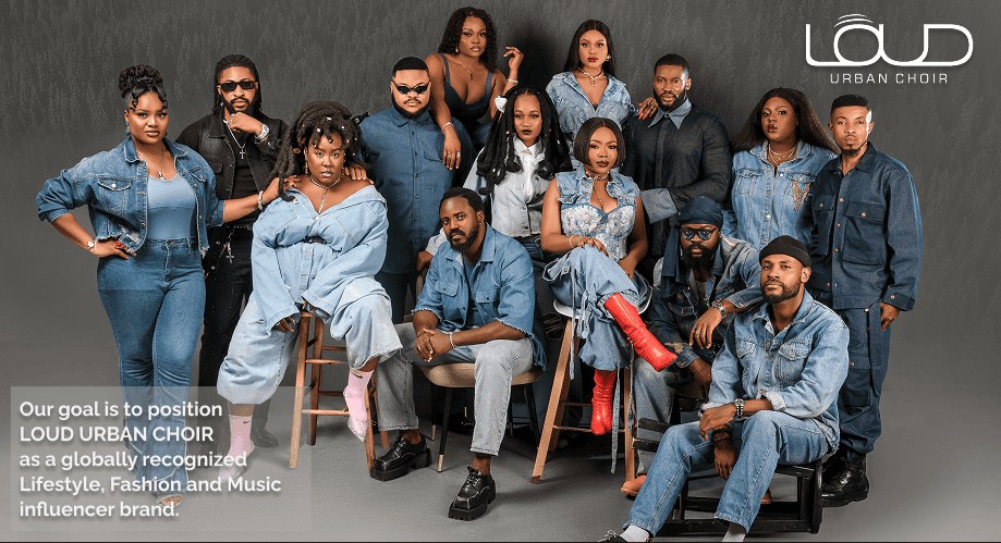 LOUD Urban Choir group photo in denim styling